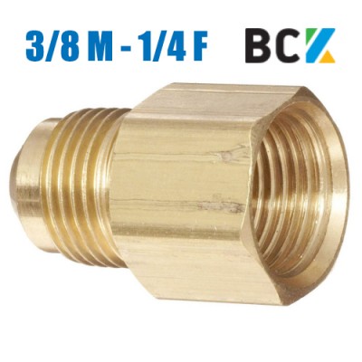 Штуцер з'єднувач редукційний 3/8"SAE M x 1/4"SAE F (3/8 папа х 1/4 мама) латуний дюймовий Штуцер з'єднувач редукційний 3/8"SAE M x 1/4"SAE F (3/8 папа х 1/4 мама) латуний дюймовий
